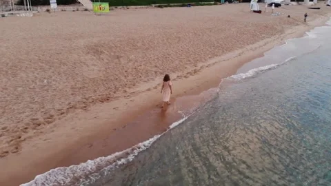 Panoramic aerial drone top view of beach and hotels in Varna, Bulgaria Stock Footage 276192624