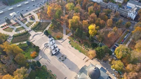 Panoramic aerial drone view of Central Park with Bell tower Video stock 250171674