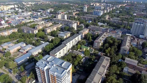 Panoramic Aerial drone view of city Stock Footage 114181561