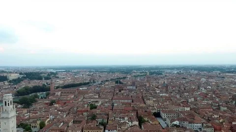 Panoramic aerial drone view of medieval city of love Verona Italy Stock Footage 73719982