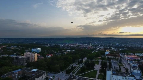 Panoramic Aerial drone view of old city Stock Footage 114085507