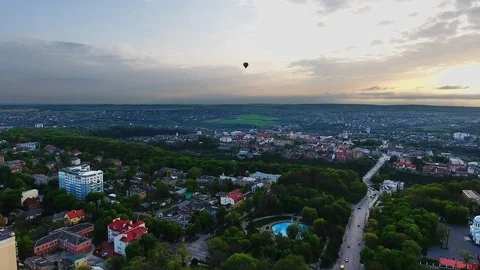 Panoramic Aerial drone view of old city Stock Footage 114086022