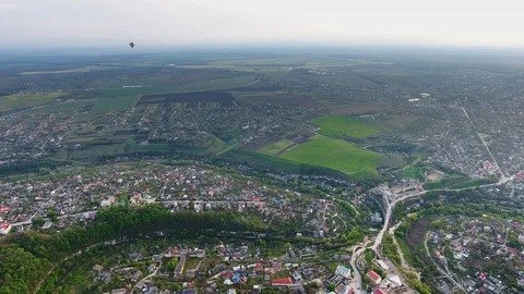 Panoramic Aerial drone view of old city Stock Footage 114087255
