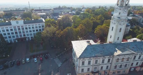 Panoramic Aerial drone view of small town Stock Footage 112901887