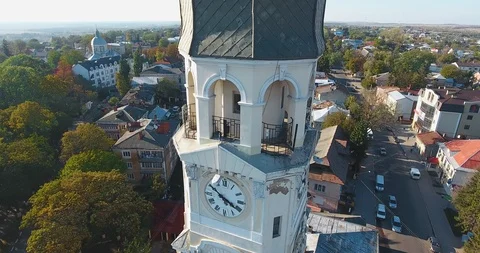Panoramic Aerial drone view of small town Stock Footage 112902374