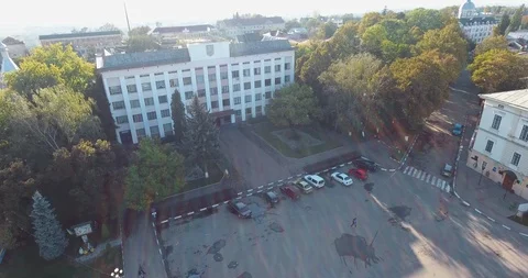 Panoramic Aerial drone view of small town Stock Footage 112904876