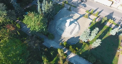 Panoramic Aerial drone view of small town Stock Footage 112907228