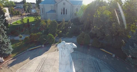 Panoramic Aerial drone view of small town Stock Footage 112907548