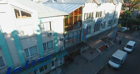 Panoramic Aerial drone view of small town Stock Footage 112908356