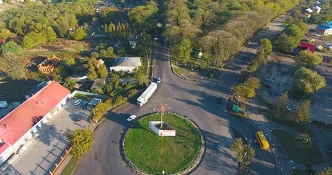 Panoramic Aerial drone view of small town Stock Footage 112908778