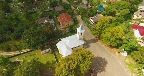 Panoramic Aerial drone view of small town Stock Footage 112940291