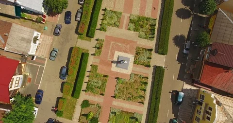 Panoramic Aerial drone view of small town Stock Footage 112946639