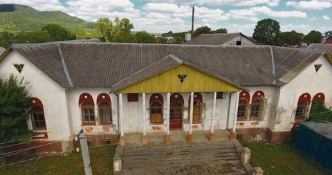 Panoramic Aerial drone view of small town Stock Footage 112951649