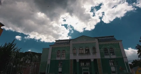 Panoramic Aerial drone view of small town Stock Footage 112953645