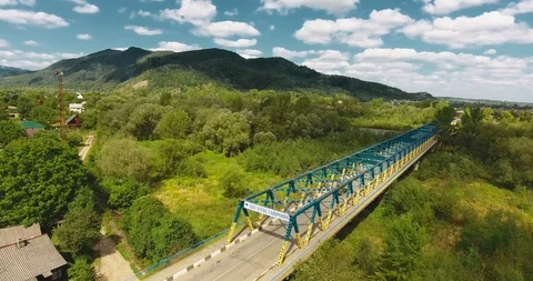 Panoramic Aerial drone view of small town Stock Footage 112956308