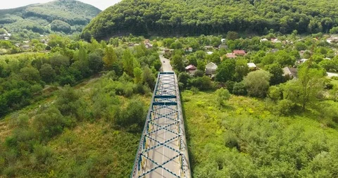 Panoramic Aerial drone view of small town Stock Footage 112957269