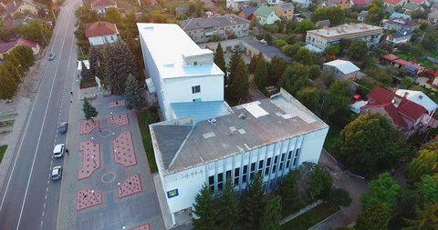 Panoramic Aerial drone view of small town Stock Footage 113033029