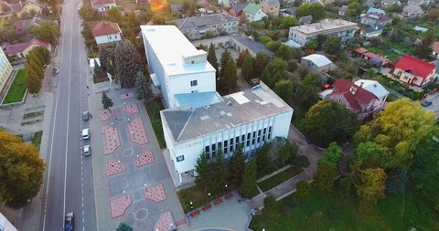 Panoramic Aerial drone view of small town Stock Footage 113033399