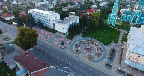 Panoramic Aerial drone view of small town Stock Footage 113037316