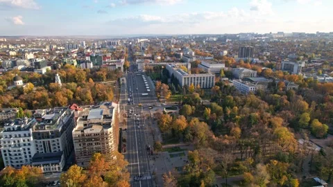 Panoramic aerial drone view of Triumphal Arch, Great National Assembly Square Video stock 254439501