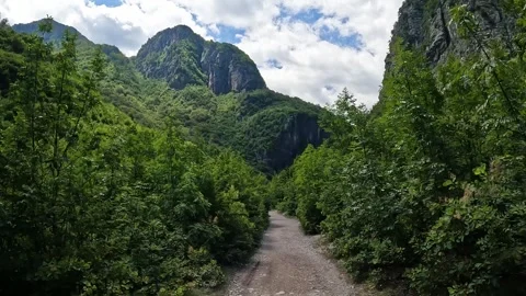 Panoramic aerial drone view of Valbona valley, Theth national park 動画素材 280507897