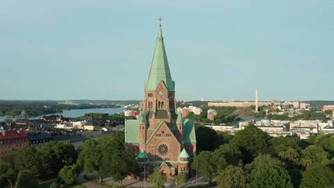 Panoramic aerial flying drone view of Södermalm Video stock 150754238