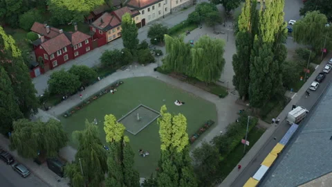 Panoramic aerial flying drone view of the square Video stock 150758198