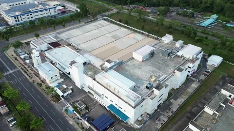 Panoramic Aerial Insight into a Cutting-Edge Industrial Park Featuring Sust.. Stock-Footage 339032000