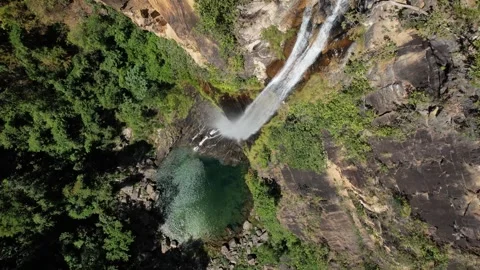 Panoramic aerial of large Catoá waterfall, waterfall in Paranã Tocantins and Stock-Footage 321039412