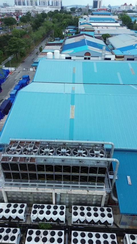 Panoramic Aerial Scan of an Expansive Production and Distribution Center wi.. Stock Footage 339039917
