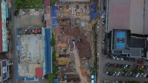 Panoramic Aerial Scan Revealing Concurrent Urban Construction and Existing .. Stock-Footage 325308523