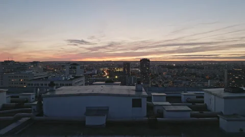 A panoramic aerial shot capturing the sparkling district against Paris's night s Stock Footage 250674666