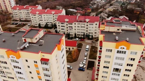 Panoramic aerial shot in town Stock Footage 121128397