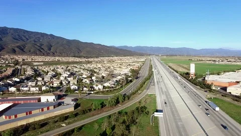 Panoramic aerial sight over the suburbs of countryside Stock Footage 76556903