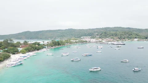 Panoramic aerial video of Phi Phi Island, Krabi, Thailand Stock Footage 241904386