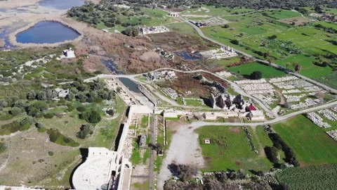 Panoramic Aerial View Of The Archeological Site In The Ancient City Of Patara Stock Footage 194947220