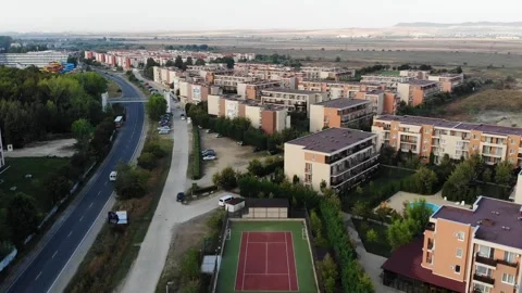 Panoramic aerial view of architectural complex Stock Footage 266837872