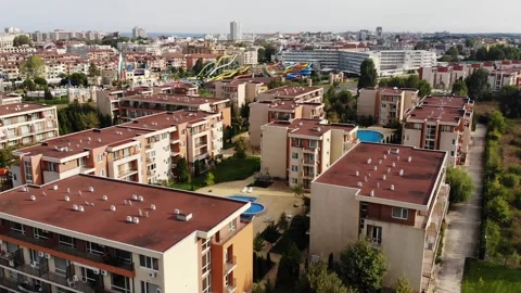 Panoramic aerial view of architectural complex Stock Footage 266837875