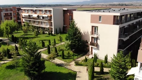 Panoramic aerial view of architectural complex Stock Footage 266837905