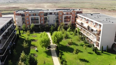 Panoramic aerial view of architectural complex Stock Footage 266837907