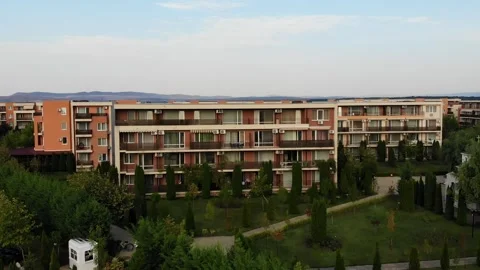 Panoramic aerial view of architectural complex Stock Footage 266837938