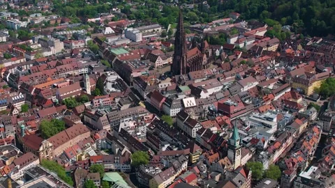 A panoramic aerial view around the German city Freiburg im Breisgau 库存影片 308613901