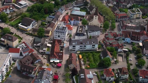 A panoramic aerial view around the German city Bad Krozingen Stock Footage 308628543