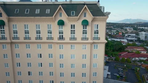 Panoramic Aerial View Of The Barcelo building And Famous San Salvador buildings Stock Footage 147163537