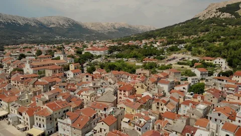 Panoramic aerial view of Baska town, popular touristic destination on island Krk 스톡 동영상 93313255
