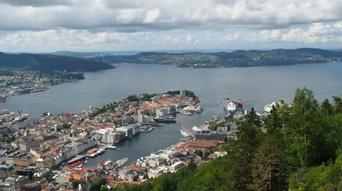 Panoramic aerial view of Bergen Video stock 68102602