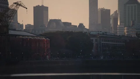 Panoramic Aerial View of Buenos Aires Puerto Madero at Winter Sunset Stock Footage 314680765