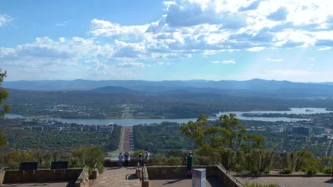 Panoramic Aerial View of Canberra from Mount Ainslie Lookout Australia Stock Footage 328131912