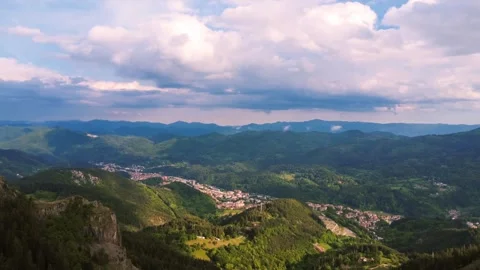Panoramic aerial view captured by drone of Smolyan Stock Footage 311009895