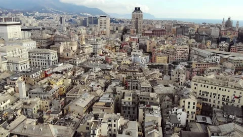 Panoramic Aerial View of the Central Part of Genova City (Genoa, Italy) Stock Footage 131747773